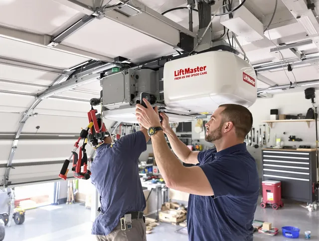 Garden Grove Garage Door Repair technician performing advanced diagnostics on garage opener in Garden Grove